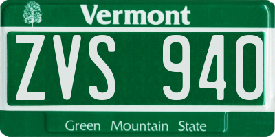 VT license plate ZVS940