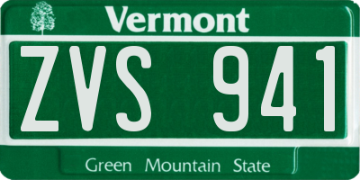 VT license plate ZVS941