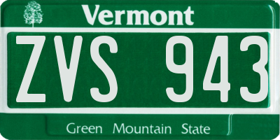 VT license plate ZVS943