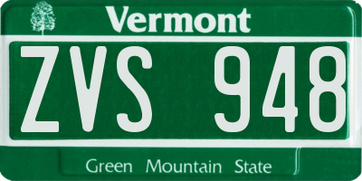 VT license plate ZVS948