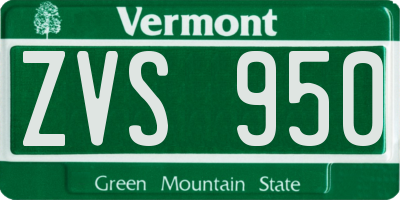 VT license plate ZVS950