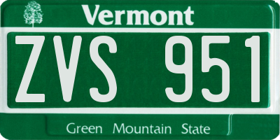 VT license plate ZVS951