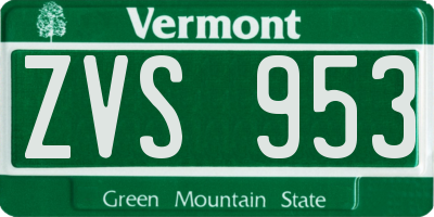 VT license plate ZVS953