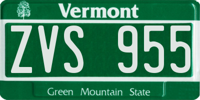 VT license plate ZVS955
