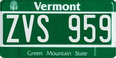 VT license plate ZVS959
