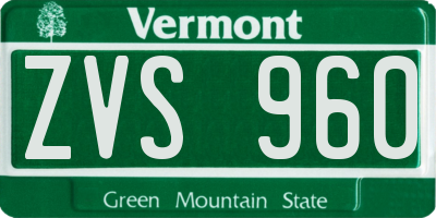 VT license plate ZVS960