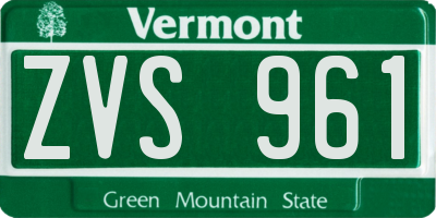 VT license plate ZVS961
