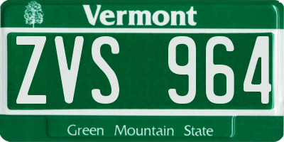 VT license plate ZVS964