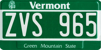 VT license plate ZVS965