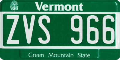 VT license plate ZVS966