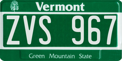 VT license plate ZVS967