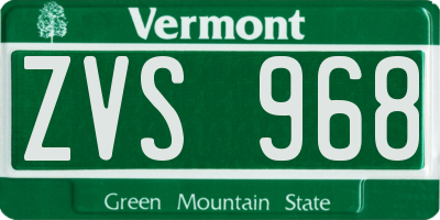 VT license plate ZVS968