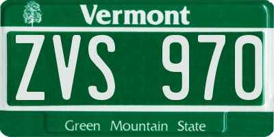 VT license plate ZVS970