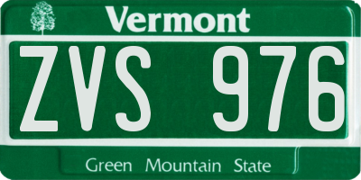 VT license plate ZVS976