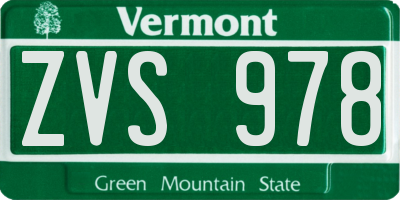 VT license plate ZVS978