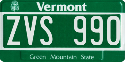 VT license plate ZVS990