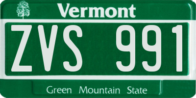 VT license plate ZVS991