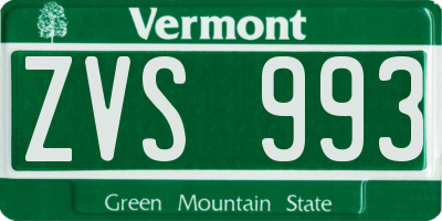 VT license plate ZVS993
