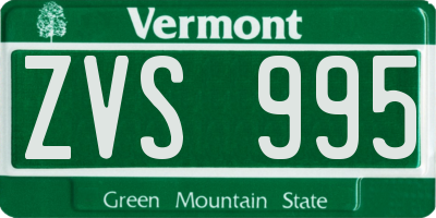 VT license plate ZVS995