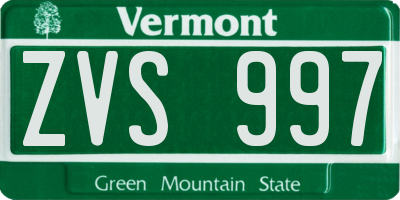 VT license plate ZVS997