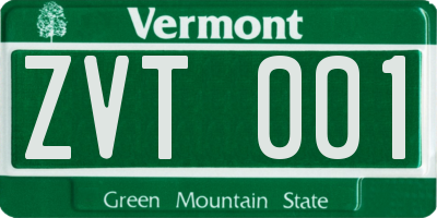 VT license plate ZVT001