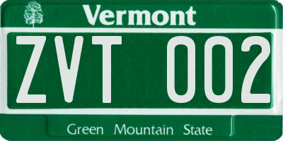 VT license plate ZVT002