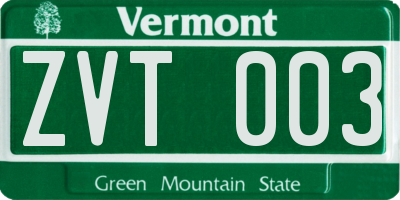 VT license plate ZVT003