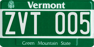 VT license plate ZVT005