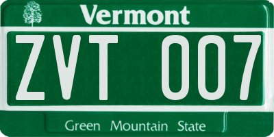 VT license plate ZVT007