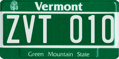 VT license plate ZVT010