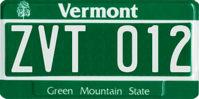 VT license plate ZVT012