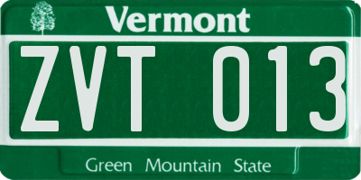 VT license plate ZVT013
