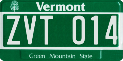 VT license plate ZVT014