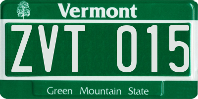 VT license plate ZVT015