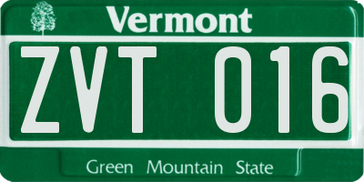 VT license plate ZVT016