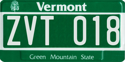 VT license plate ZVT018