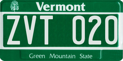 VT license plate ZVT020