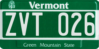 VT license plate ZVT026