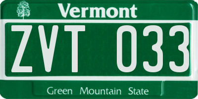 VT license plate ZVT033