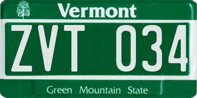 VT license plate ZVT034