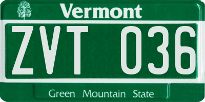VT license plate ZVT036