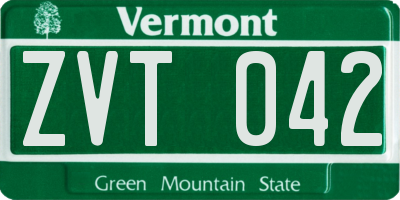 VT license plate ZVT042