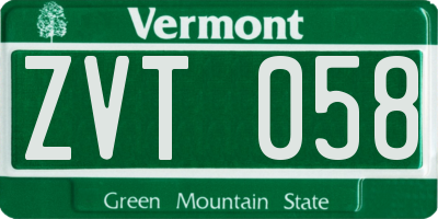 VT license plate ZVT058