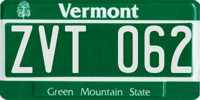 VT license plate ZVT062