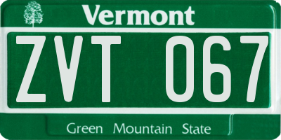 VT license plate ZVT067