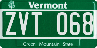 VT license plate ZVT068
