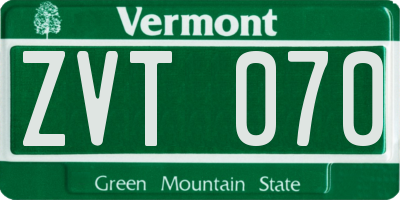 VT license plate ZVT070