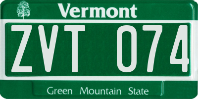 VT license plate ZVT074