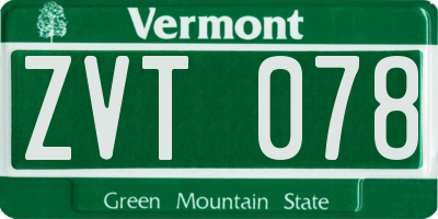 VT license plate ZVT078