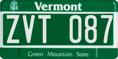 VT license plate ZVT087